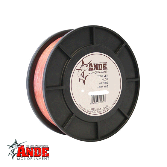 ANDE A14-80p Premium Mono Line 1/4lb Spool 80lb 150yds Pink for